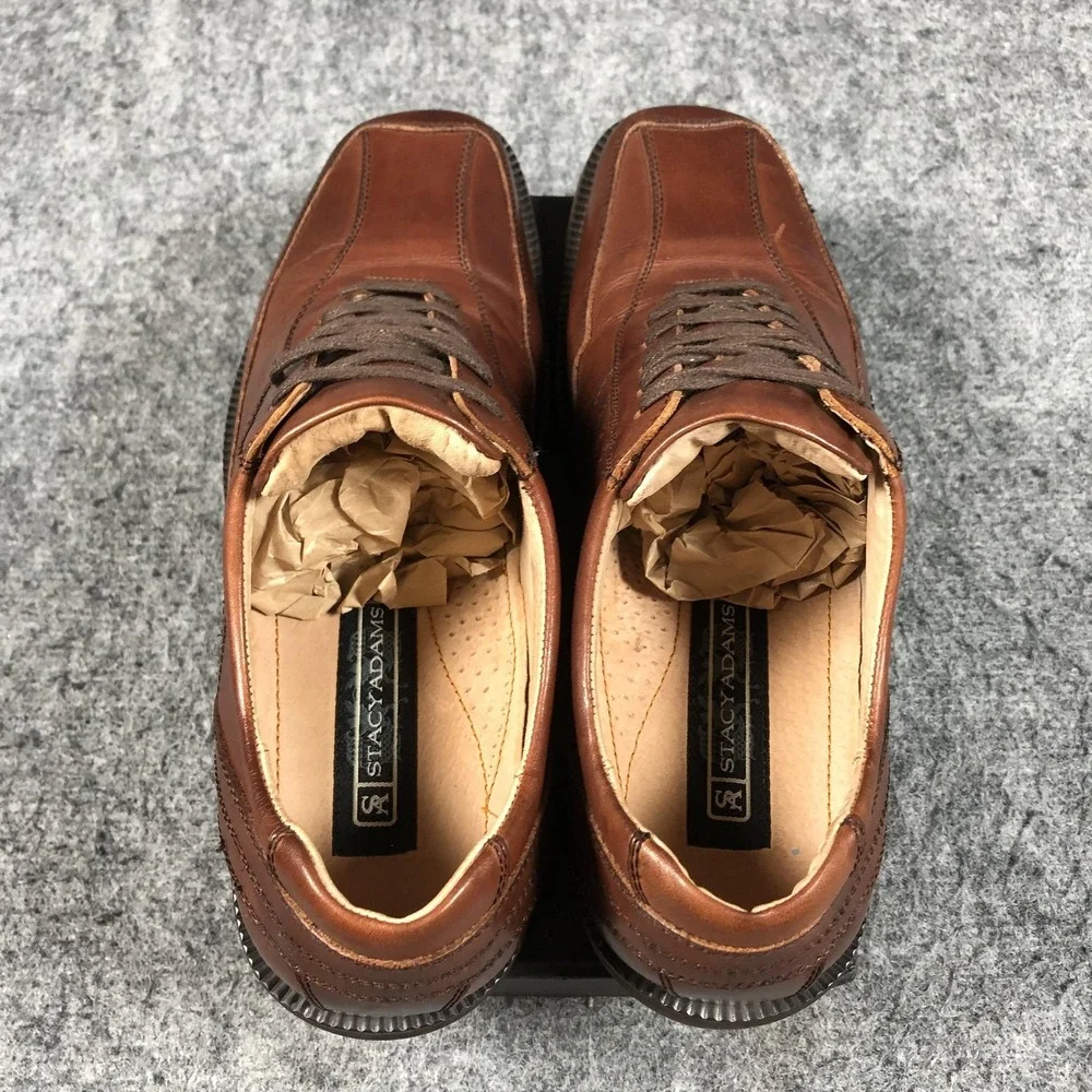 Stacy Adams Derby Dress Shoes Mens 8.5 Brown Leather Square Toe 53303-200